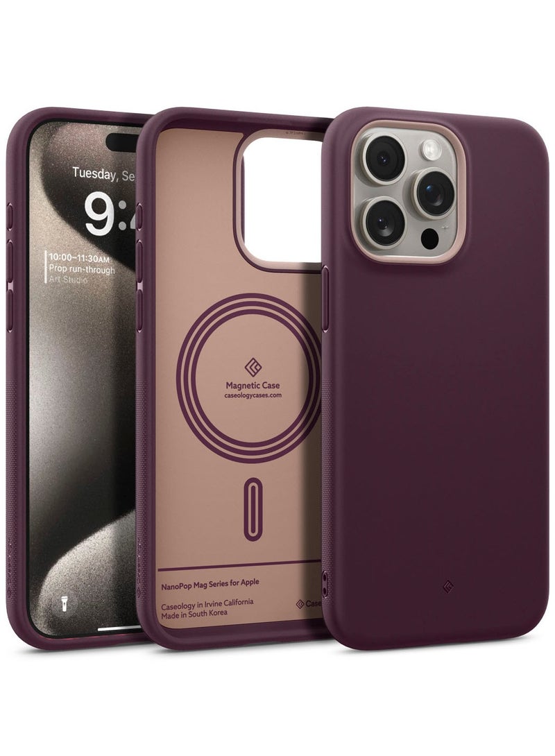 Caseology Nano Pop Mag iPhone 15 Pro MAX MagSafe Case Cover Military Grade - Burgundy Bean - Image 1