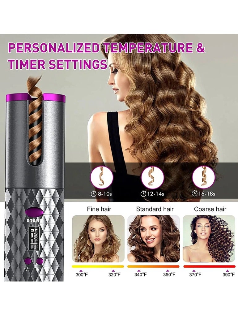 شوبيت مكواة تجعيد أوتوماتيكية صغيرة دوارة لاسلكية، أداة تجعيد الدوران المحمولة لتصفيف الشعر، أداة تجعيد الشعر اللاسلكية - Image 3