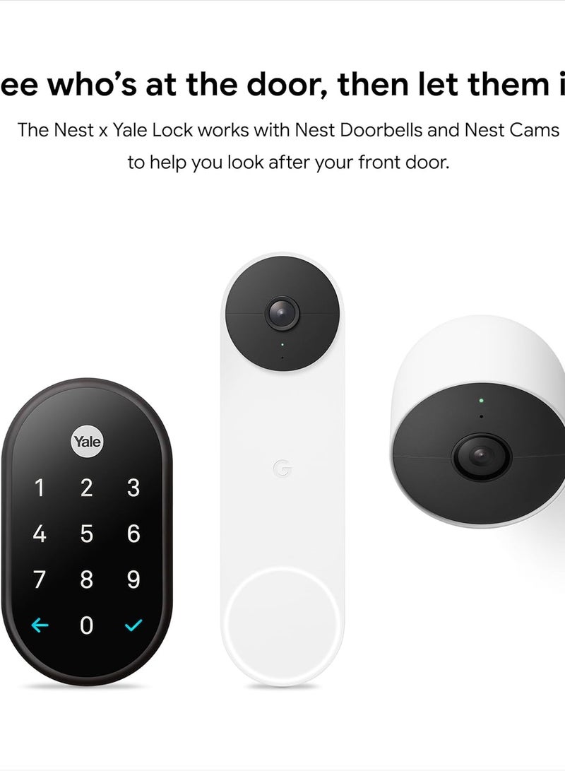 Google Nest x Yale Smart Lock – Keyless Entry, App Control, Tamper-Proof Security – Black Suede