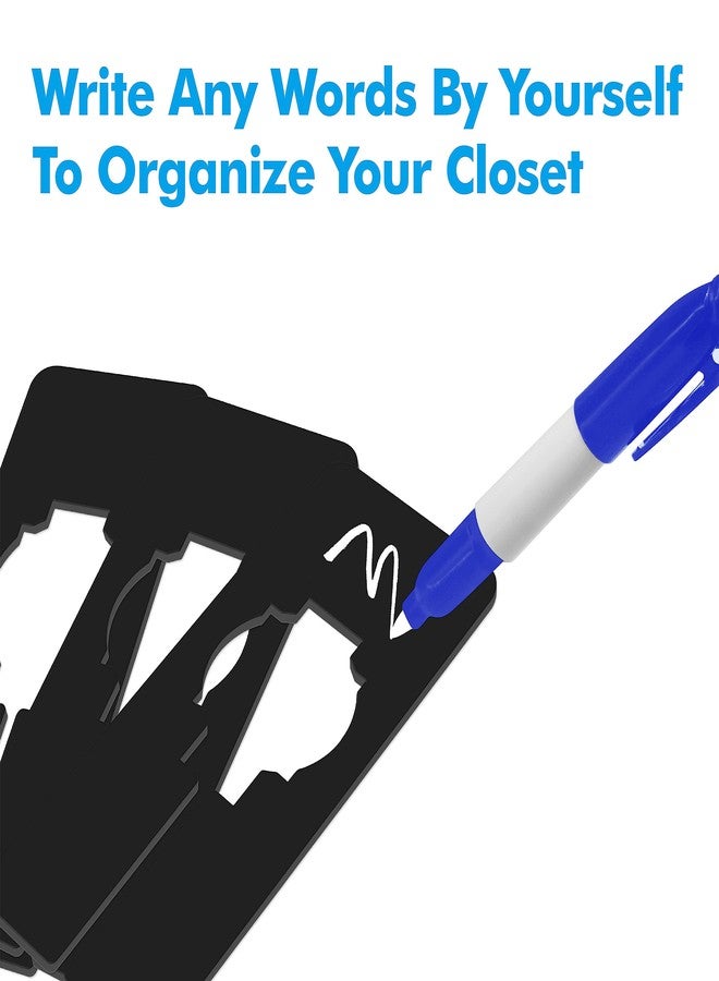 Vantasii 30 PCS Rectangular Closet Dividers with a Bonus Marker, Black Plastic Rectangle Clothing Size Dividers Writable and Reusable for Sorting Clothing Size, Color, Brand, Size 2” x 5.4’’ - Image 3