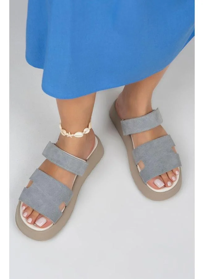 Seina Women's Genuine Leather strap Sandal - Gray.
