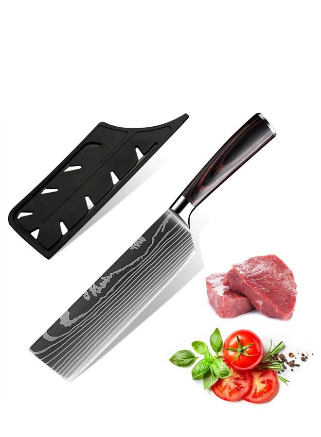 Osowake Cleaver Knife 7 Inch, High Carbon Steel Chopper Knives Kitchen with Pakkawood Handle, Asian Nakiri Vegetable Meat Chef Knife (7 inch Cleaver knife) - Image 1