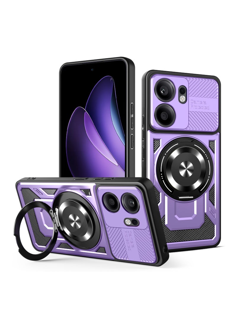 Case Cover Shock Resistant Protect Camera TPU + PC Compatible with Oppo Reno 13F (Purple)