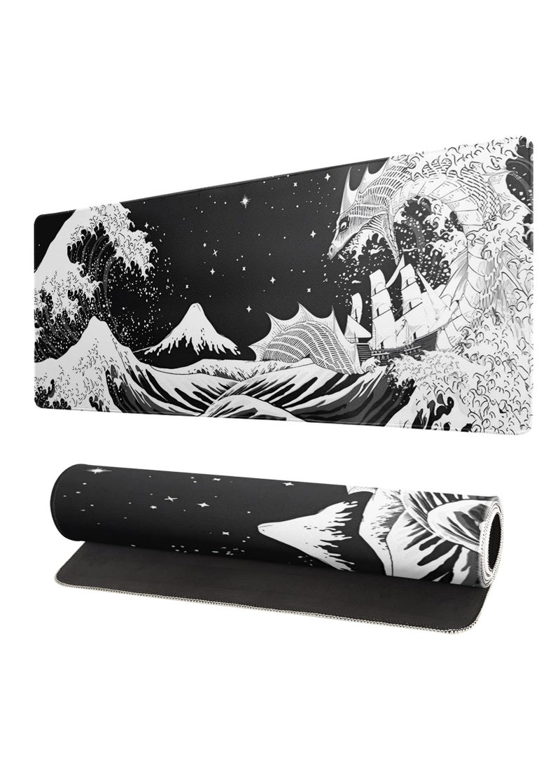 Extended Gaming Mouse Pad, 31.5x11.8 Inch Large Mouse Mat Desk Pad, Long Computer Keyboard Mouse Mat Mousepad with 3mm Non-Slip Base and Stitched Edge for Work, Game, Office, Home - Image 1