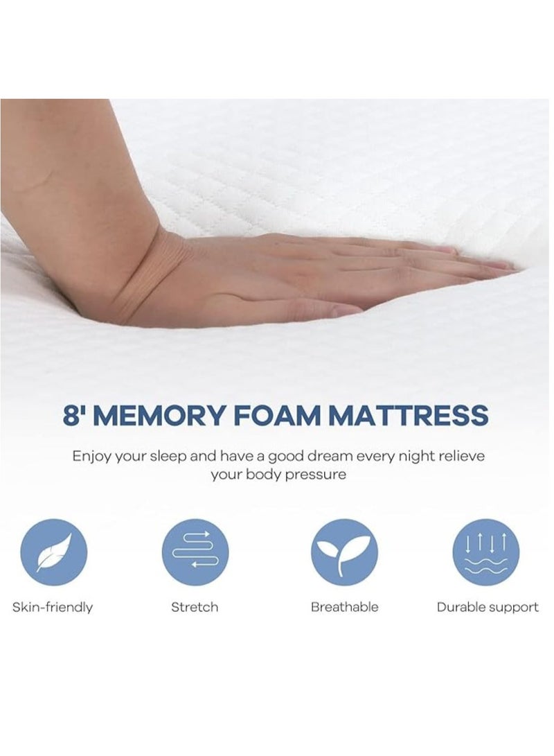 SKY-TOUCH Compressible Mattresses, Tencel Jacquard Knitted Fabric, Independent Spring, High Density Foam, Soft, 150x190x20 cm - White - Image 4