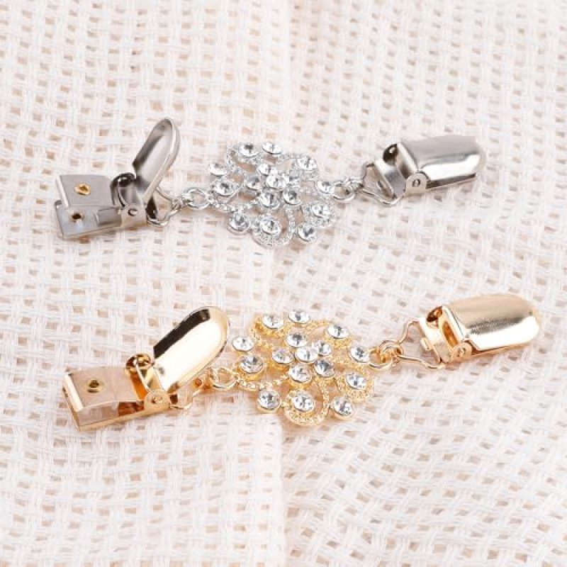 Back Clips: 2 Pieces Zinc Alloy & Imitation Pearl - Secure Adjustable No-Sew Fit Sweater Clips for Women Office, Weddings & Everyday Outings - Image 2