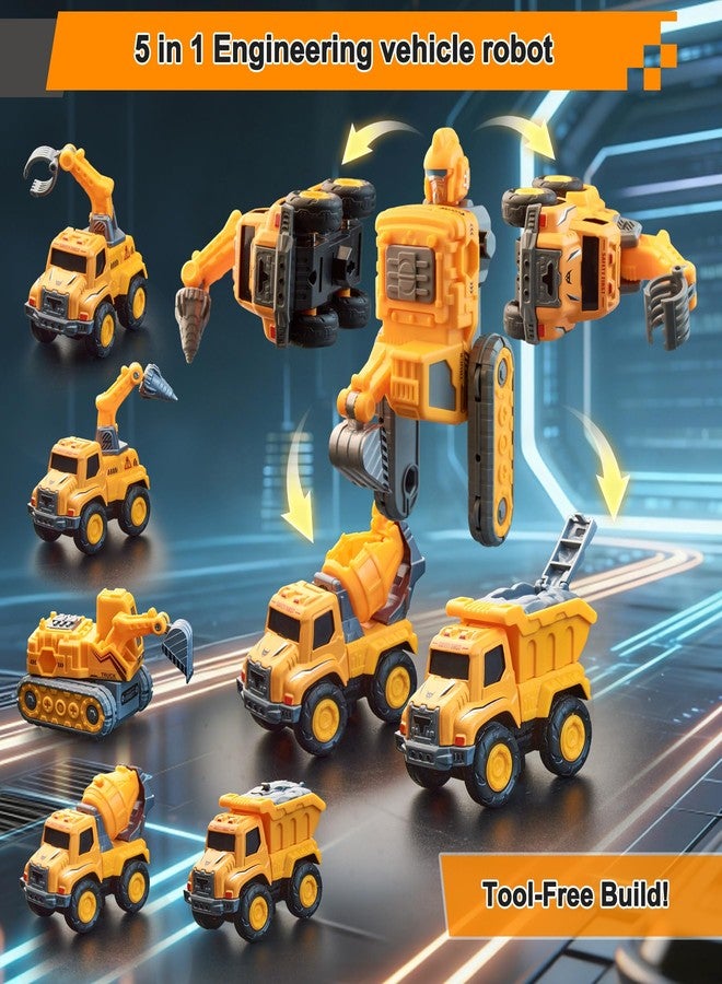 stochastic box 5 in 1 Transform Robot Building Toy Set for Kids,Detachable Construction Transform Vehicles Set,STEM Toy Combine Trucks Transforming into Robot, Easy DIY Toys for Boys - Image 2