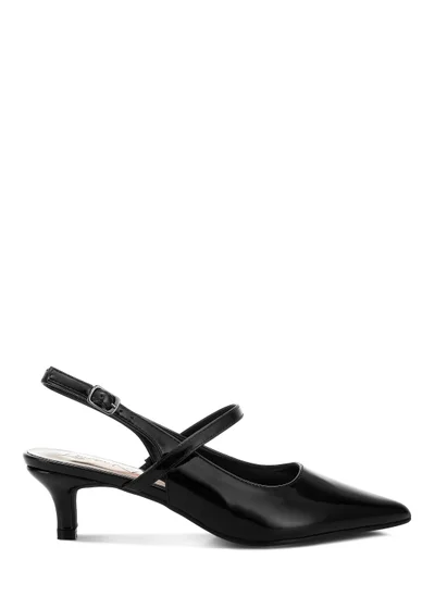 London Rag Kitten Heel Slingback Sandals in Black