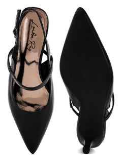 London Rag Kitten Heel Slingback Sandals in Black  - Image 4