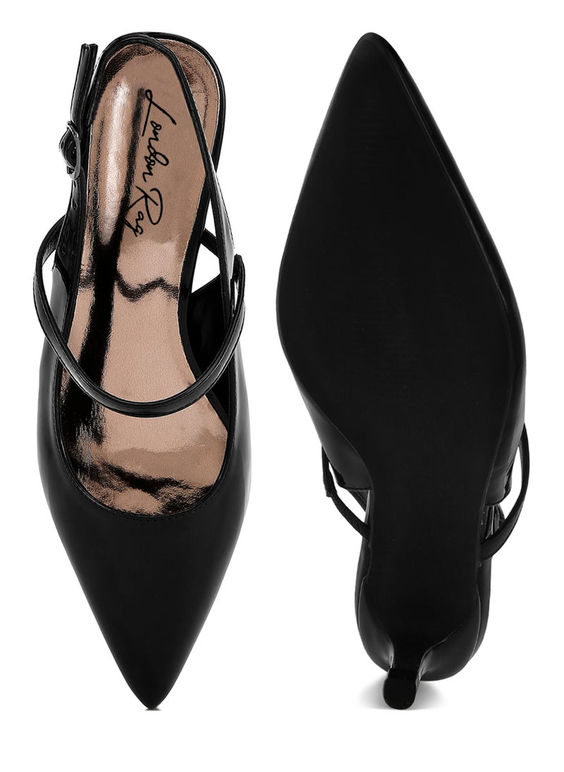 London Rag - Kitten Heel Slingback Sandals in Black - Image 1