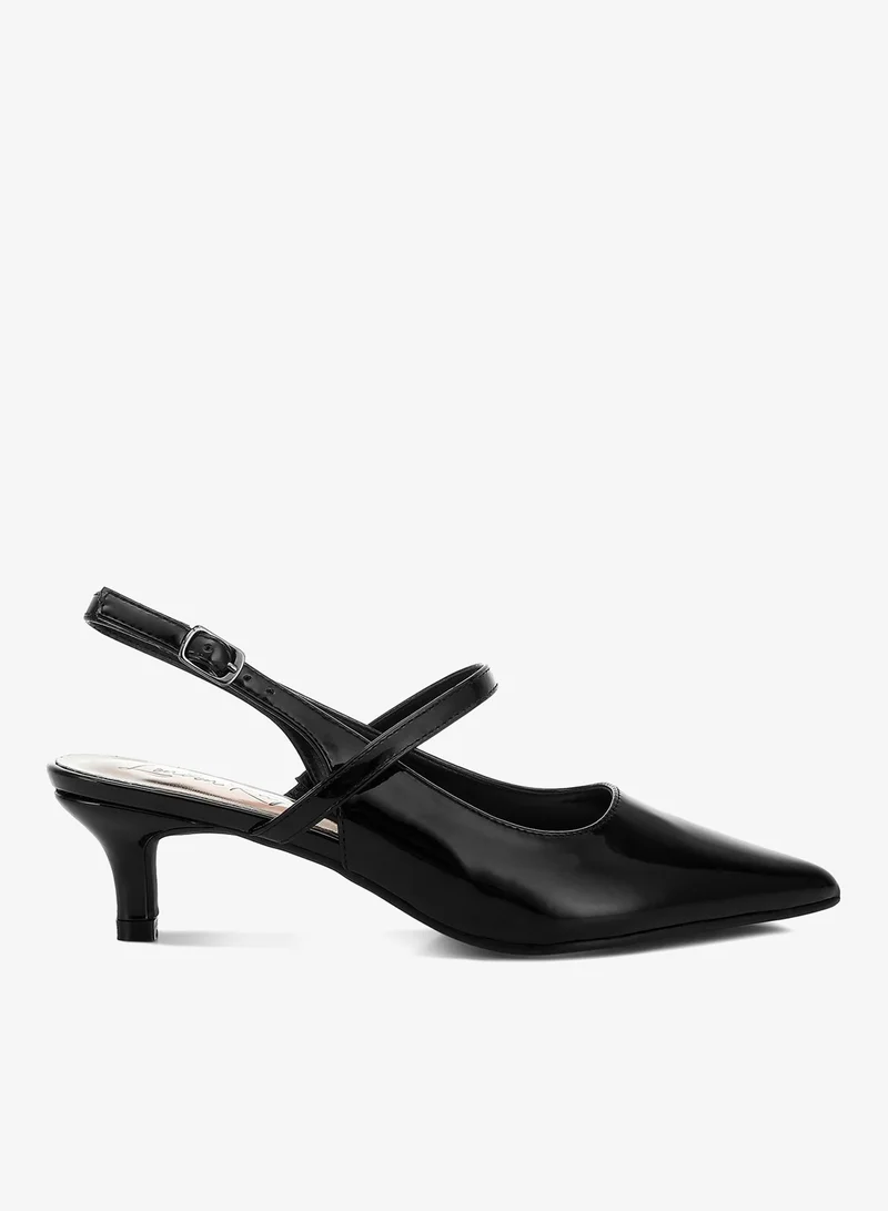 Kitten Heel Slingback Sandals in Black