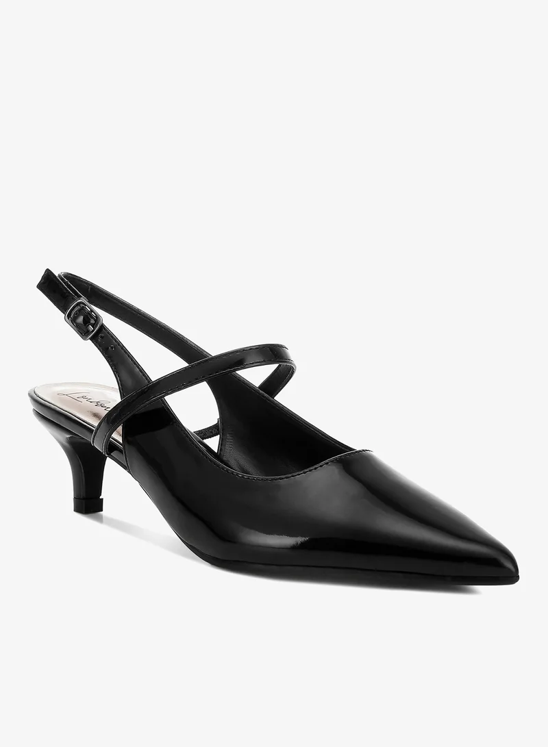 London Rag Kitten Heel Slingback Sandals in Black