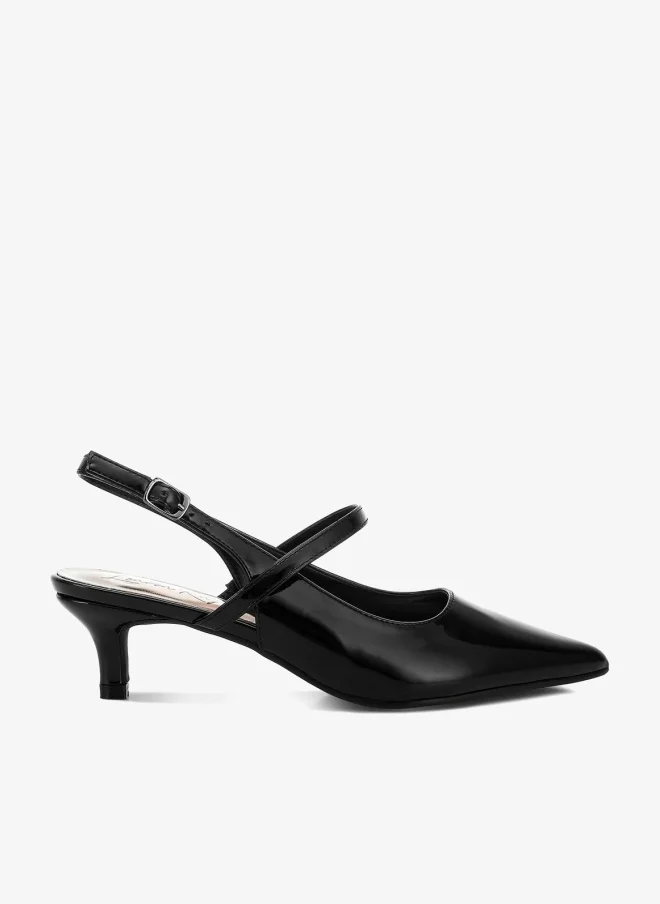 London Rag Kitten Heel Slingback Sandals in Black