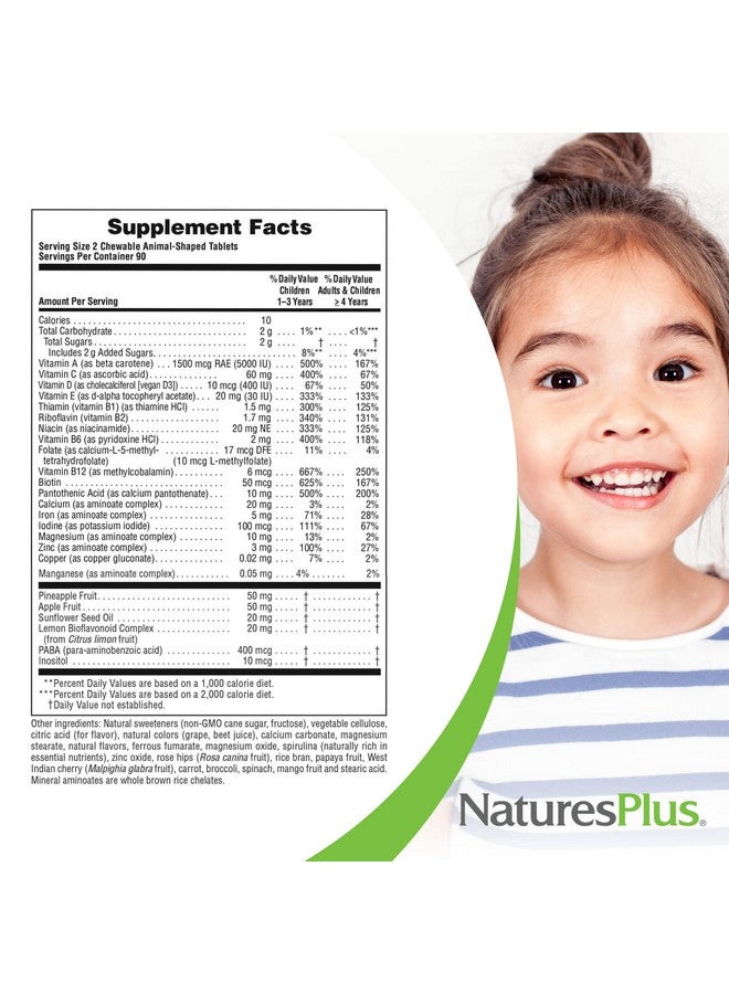 NaturesPlus Natures Plus Animal Parade Children's Chewable Multivitamin - Grape Flavor - 180 Animal-Shaped Tablets, Pack of 2 - Promotes Health & Well-Being - Vegetarian, Gluten Free - 180 Total Servings - Image 5