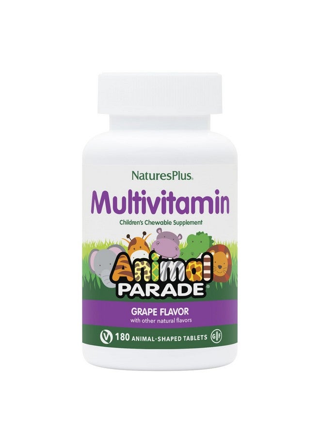 NaturesPlus Natures Plus Animal Parade Children's Chewable Multivitamin - Grape Flavor - 180 Animal-Shaped Tablets, Pack of 2 - Promotes Health & Well-Being - Vegetarian, Gluten Free - 180 Total Servings - Image 1
