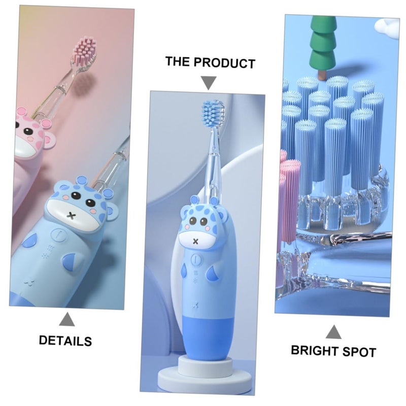 4 Piece Electric Toothbrush Set For Kids Boys Girls Sonic Vibration Toothbrush Colorful Cartoon Design Battery Not Included Ages 3 And Up - Image 3