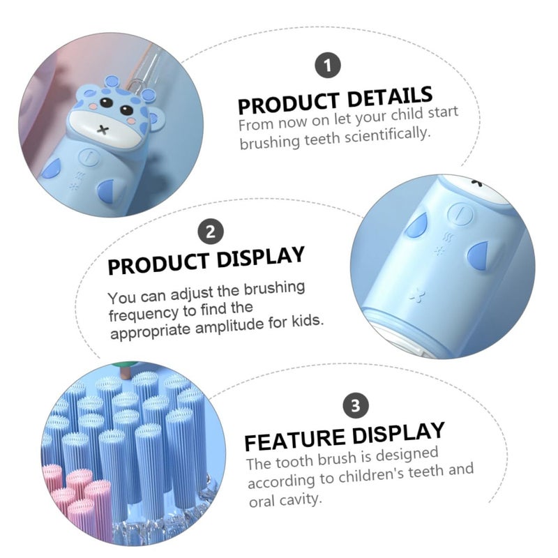 4 Piece Electric Toothbrush Set For Kids Boys Girls Sonic Vibration Toothbrush Colorful Cartoon Design Battery Not Included Ages 3 And Up - Image 4
