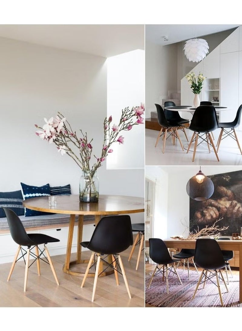 Generic - Set of Dining Chairs with Durable Plastic Seats and Wooden Legs with a Metal Frame Ideal for home or office use, easy to assemble and disassemble – color: White. - Image 1