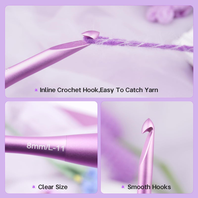Hobekoee Interchangeable Crochet Hooks Set Inline Crochet Hooks with 12 Sizes Hooks (3mm-10mm) Ergonomic Crochet Needles with Case for Beginners & Arthritic Hands - Image 4