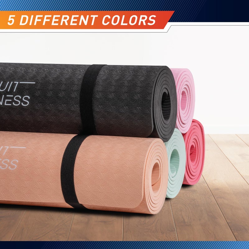 Marcy Circuit Fitness 1/4-inch (6mm) Non Slip Multi-Purpose Exercise Yoga Mat with Carrying Strap - Midnight Black - Image 3