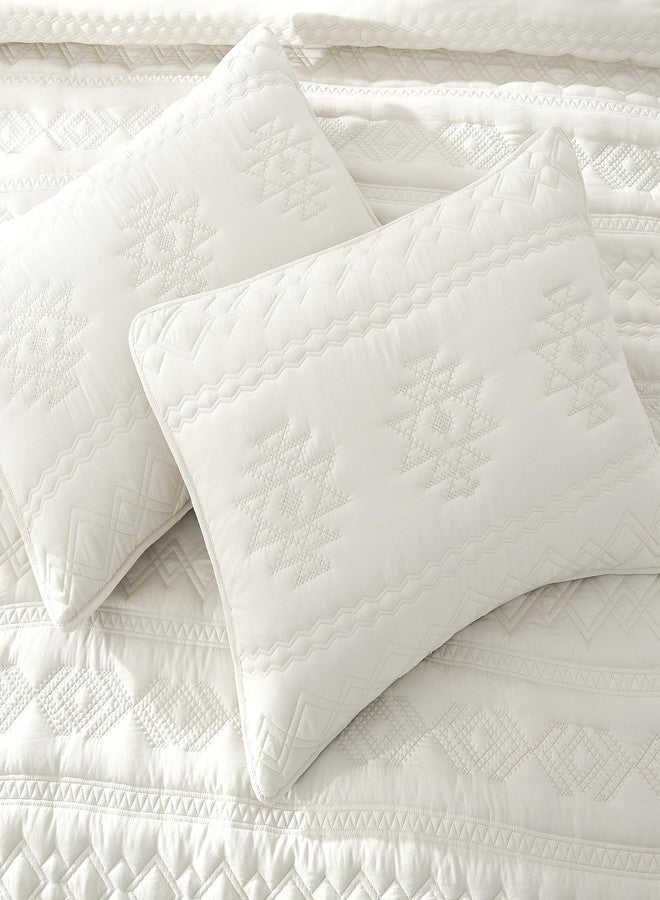 WDCOZY Boho Ivory Twin Quit Size Bedding Sets with 1 Pillow Sham, Cream White Farmhouse Lightweight Soft Bedspread Coverlet for All Season, 2 Pieces, 68x90 inches - Image 4