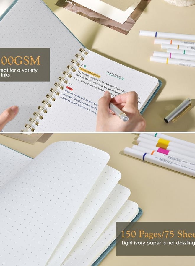 PAPEJOON Dotted Spiral Journal Notebook, A5 Hardcover Spiral Journals for Women Men, 100 GSM Dot Grid Paper Notebooks, 150 Pages Spiral Bullet Dotted Notebook for Writing Note Taking 5.75" x 8.38", Misty Blue - Image 4