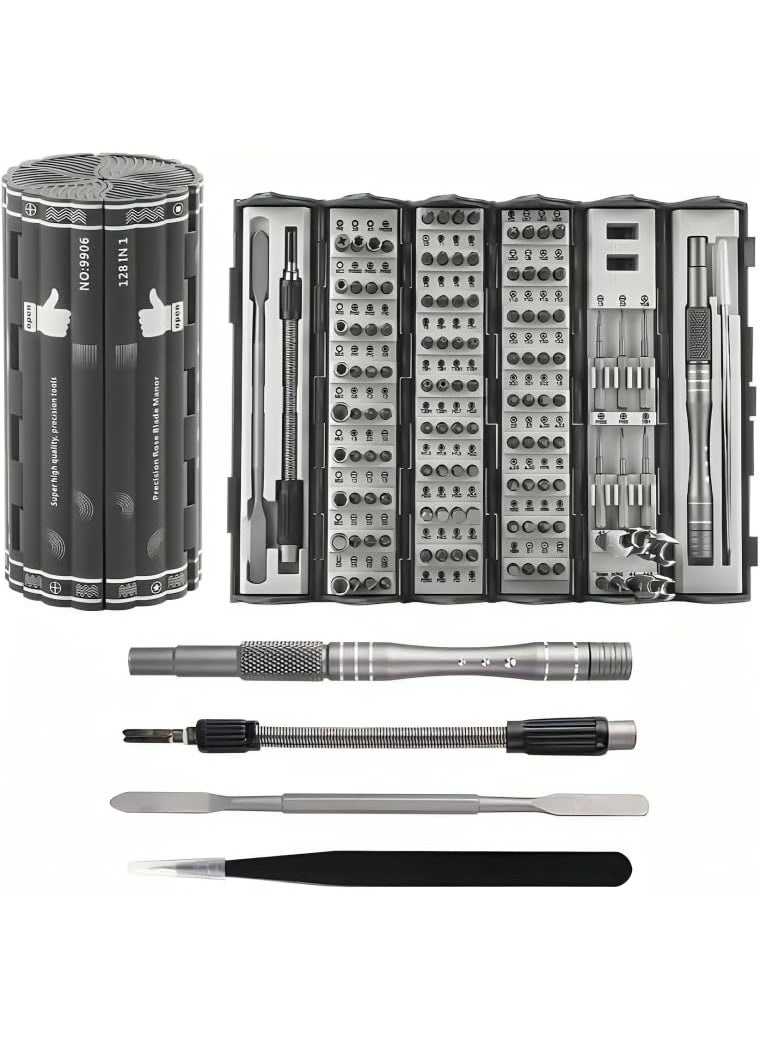 XIKKART XIKKART Tool Kit Screwdriver Set 128 in 1 Precision Screwdriver Set Electronics Precision Repair Tool Kit for Phone Watch Laptop PC Game Console MultiBits Screw Driver Home Repair Kits  - Image 1