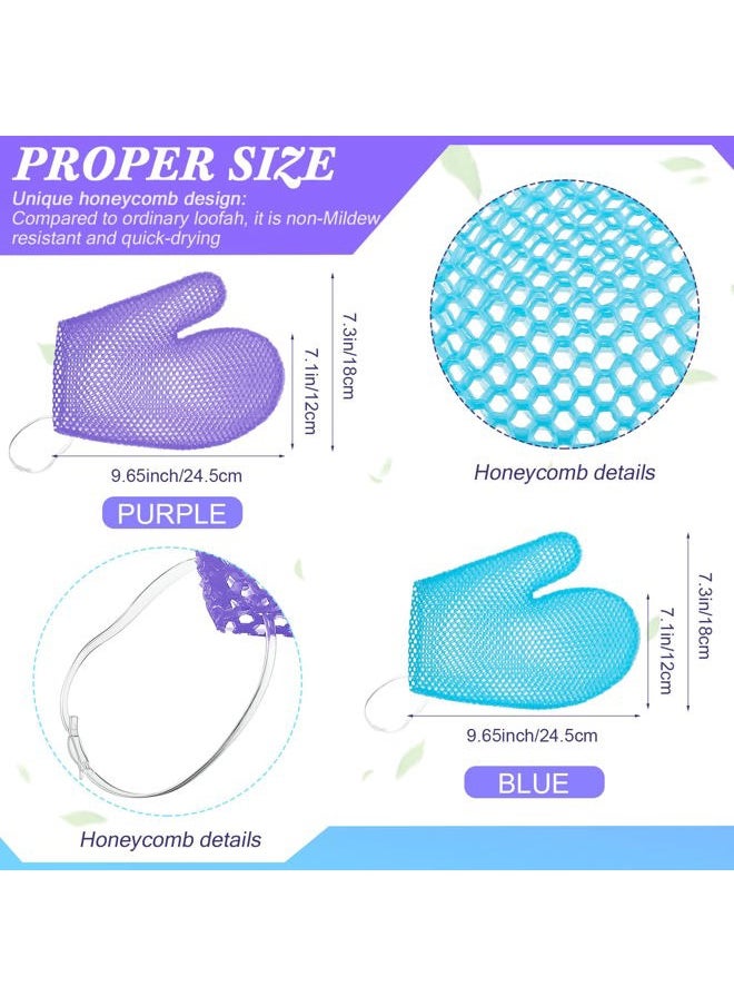 Karenhi - 2 Pcs Honeycomb Exfoliating Glove Bath Mitt Body Spa Scrubber, Honeycomb Exfoliator Glove for Body Shower, Honeycomb Exfoliator Scrubber Sponge Shower Loofah, Quick Drying - Image 1