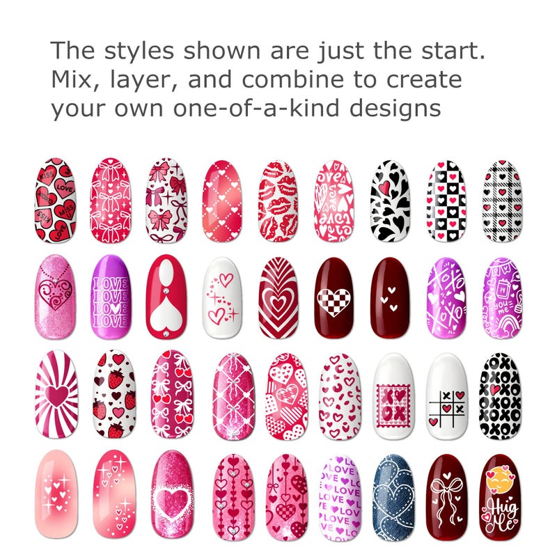 Arbuya Valentines Day Nail Art Stamping Plates Set of 3 - Hearts, Bows, XOXO, Lips & Love Designs Stamping Template for Cute & Romantic Nail Art DIY Manicure Saloon Tools Supplies - Image 3