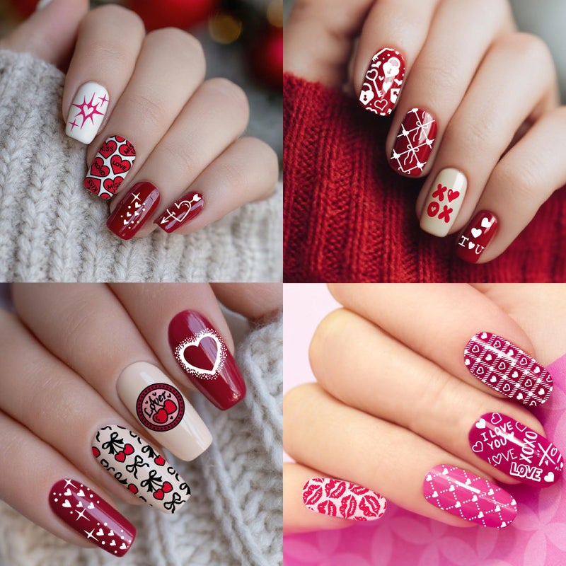 Arbuya Valentines Day Nail Art Stamping Plates Set of 3 - Hearts, Bows, XOXO, Lips & Love Designs Stamping Template for Cute & Romantic Nail Art DIY Manicure Saloon Tools Supplies - Image 5