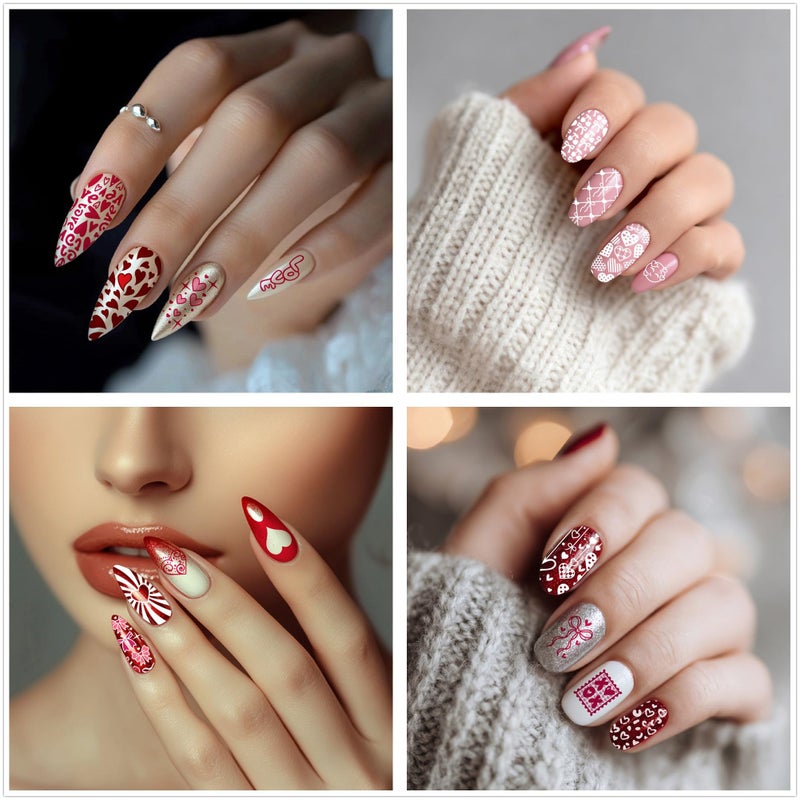 Arbuya Valentines Day Nail Art Stamping Plates Set of 3 - Hearts, Bows, XOXO, Lips & Love Designs Stamping Template for Cute & Romantic Nail Art DIY Manicure Saloon Tools Supplies - Image 4