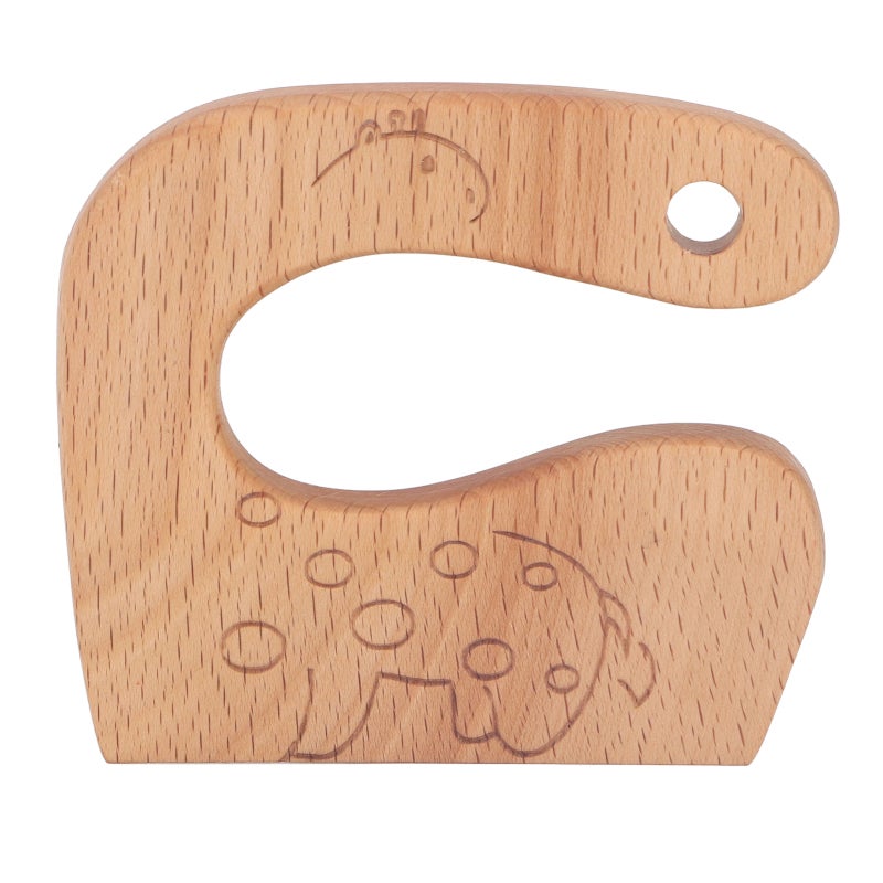 Wooden Kids Knife: Beech Wood Construction - Ergonomic Comfortable Grip Kids Cutting Toy for Toddlers Aged 2 to 8, Home Kitchen and Outdoor Activities - Image 1