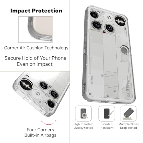 RIGGEAR Shockproof Clear Hybrid Armor Back Cover Case for Nothing Phone 3 (Transparent PC and TPU Bumper) - Image 3