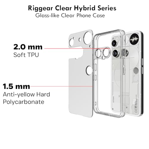 RIGGEAR Shockproof Clear Hybrid Armor Back Cover Case for Nothing Phone 3 (Transparent PC and TPU Bumper) - Image 4