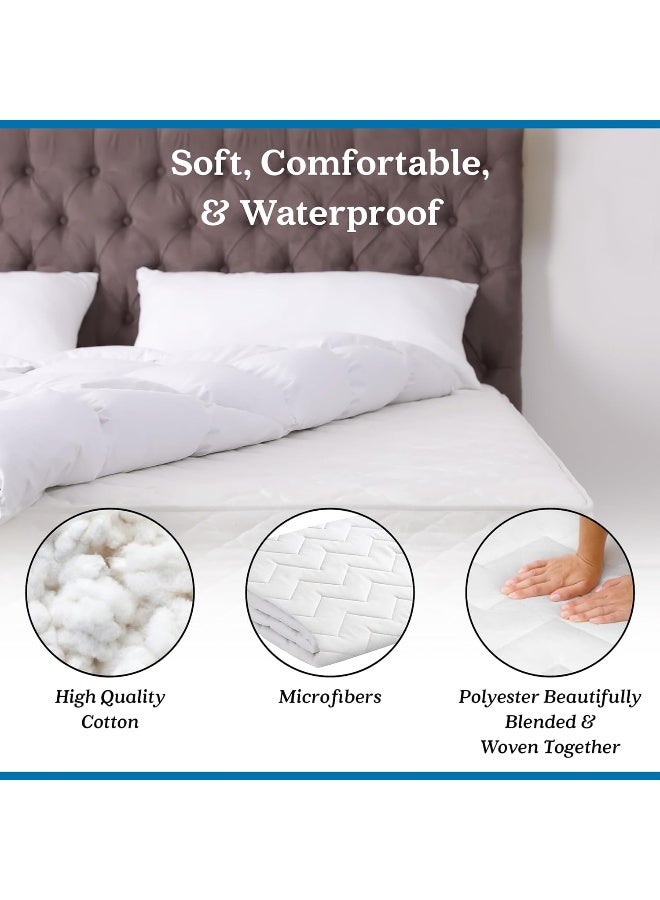 Waterguard Waterguard Quilted Cotton Mattress Pad  Queen Size  Soft Comfortable and Fluffy Mattress Pad  Waterproof Mattress Protector Stretched 15 for Snug Fit on Regular Sized Mattress  - Image 2