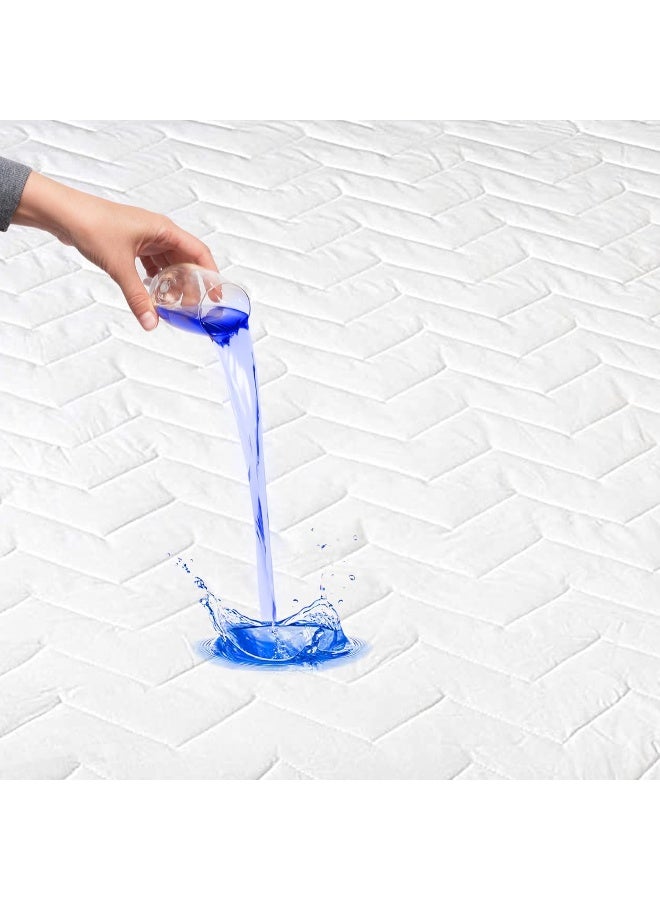 Waterguard Waterguard Quilted Cotton Mattress Pad  Queen Size  Soft Comfortable and Fluffy Mattress Pad  Waterproof Mattress Protector Stretched 15 for Snug Fit on Regular Sized Mattress  - Image 3