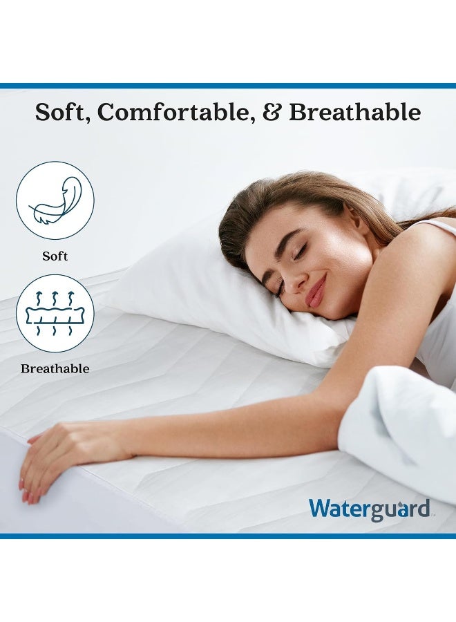Waterguard Quilted Cotton Mattress Pad  Queen Size  Soft Comfortable and Fluffy Mattress Pad  Waterproof Mattress Protector Stretched 15 for Snug Fit on Regular Sized Mattress