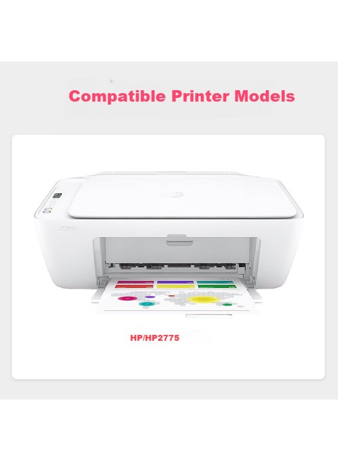 خراطيش حبر هي وي متوافقة مع HP 2775، خراطيش حبر ملونة لطابعة HP Deskjet Ink Advantage 2775 للطباعة في المنزل والمكتب، سعة عالية باللون الأسود
