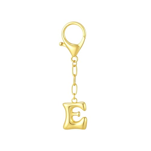 GAOKOXI Gold Bubble Initial Keychain Charm for Women Chunky Bag Purse Charms E Letter Key Chains for Handbag Cute Accessories - Image 1