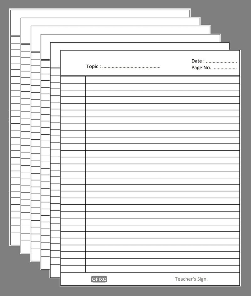 OFIXO A4 Size Both Side Ruled Sheet for Project/Practical/Homework (Pack of 100 sheets) (Model Number: OFX_RULD100) - Image 1