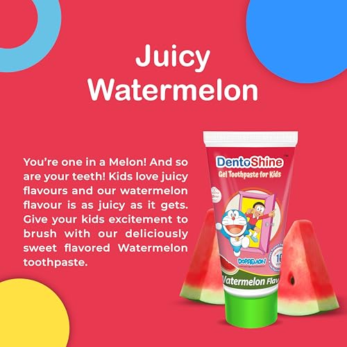 DentoShine Gel Toothpaste for Kids | Pack of 3 Flavors (Strawberry, Mango & Watermelon, 80g each) | IDA Accepted | Ages 2+ - Image 5