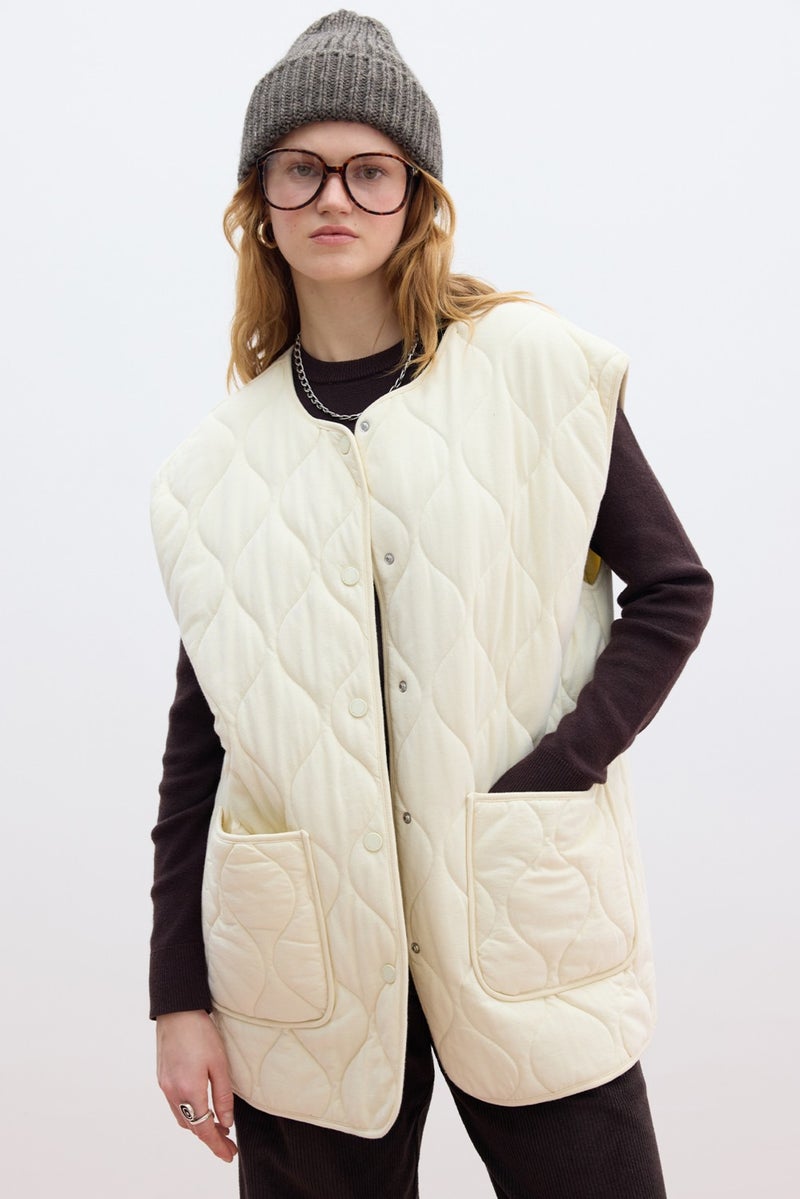 Manuka Quilted Pocket Vest Vanilla  - Image 1