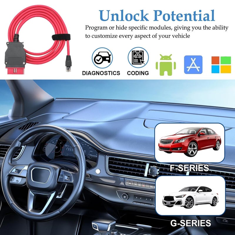 SYOSI ENET OBD2 Diagnostic Cable for BMW F/G/I Series & VW Audi, 6.5ft CAT5E with USB-C Adapter, Compatible with ISTA/ESYS Programming & Coding - Image 2