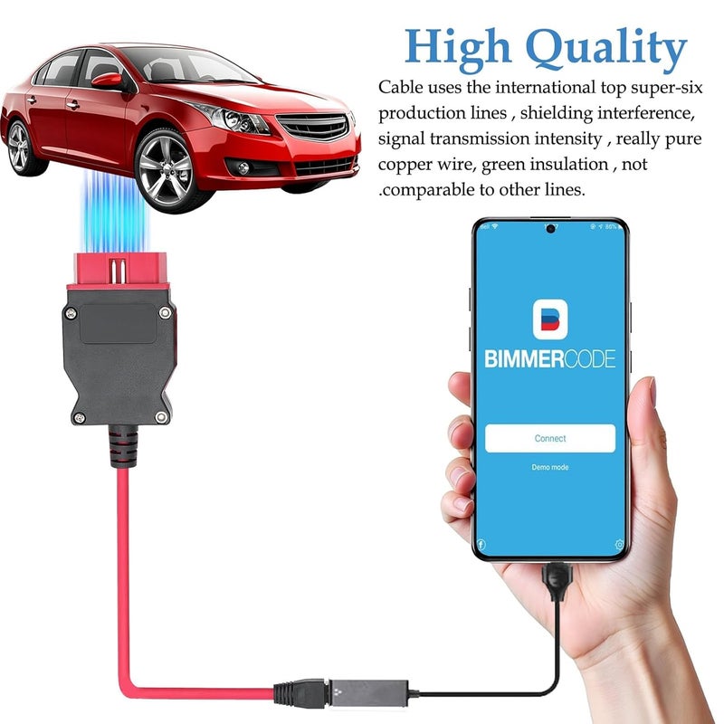 SYOSI ENET OBD2 Diagnostic Cable for BMW F/G/I Series & VW Audi, 6.5ft CAT5E with USB-C Adapter, Compatible with ISTA/ESYS Programming & Coding - Image 4