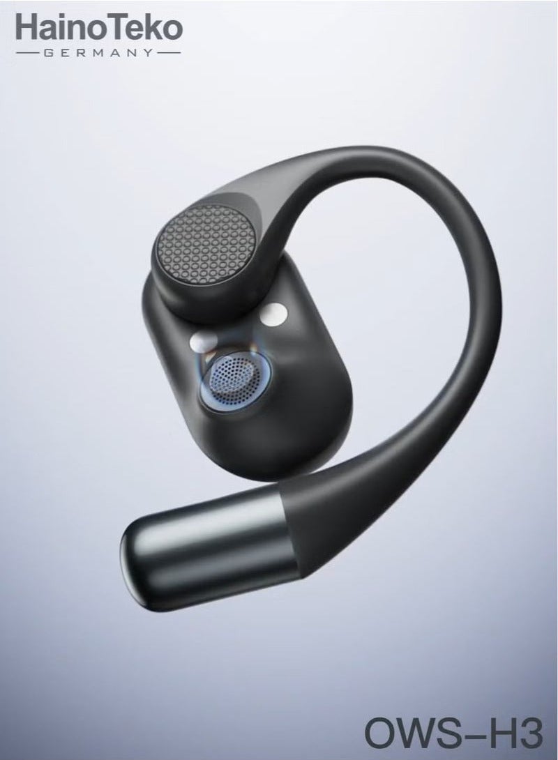 Haino Teko OpenFit Bluetooth Earphones with High-Quality Sound, Super Clear Mic, and Touch Controls – Stylish & Comfortable Black Wireless Earbuds for Music, Calls, and Sports - Image 5
