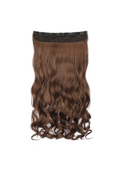 REECHO 16" 1-Pack 3/4 Full Head Curly Wavy Clips in on Synthetic Hair Extensions HE008 Hairpieces for Women 5 Clips 3.9 Oz per Piece - Medium Warm Brown  - Image 2
