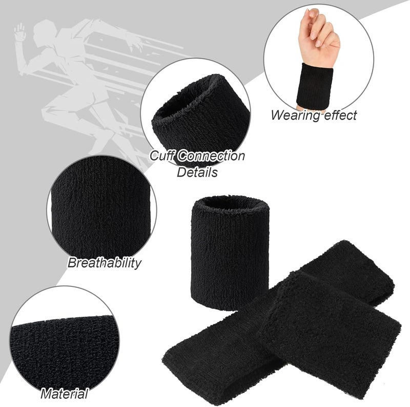 Civaner 12 Pcs 80s 90s Sweatbands Neon Sports Headbands Wristband Set for Men Women Party Cotton Headbands Terry Cloth Athletic Sweat Bands for Tennis Football Gym Outdoor Accessories - Image 3