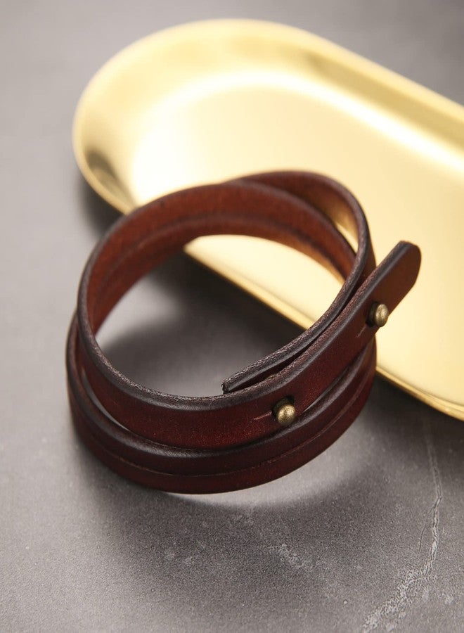 HZMAN 8.0 Inch Mens Handmade Leather Cuff Bracelet Steampunk Style leather wrap Wristband for Women Genuine Leather Bracelet（Brown） - Image 5