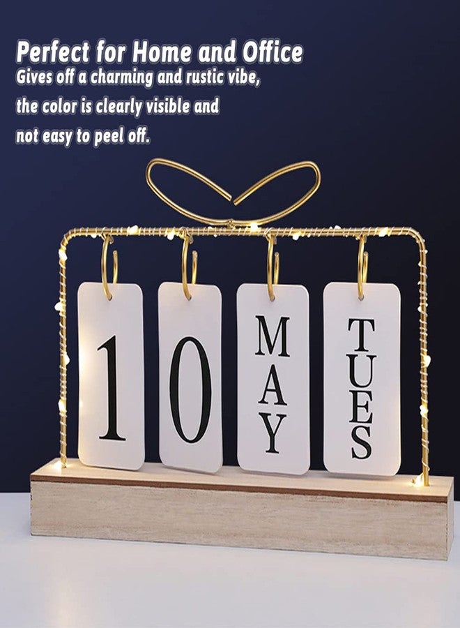 AUSTUFF Flip Wooden Perpetual Calendar Gold Metal Stand with Paper Monthly Daily Calendar with Light For Daily Office Home Decor Reusable Office Accessory - Image 3