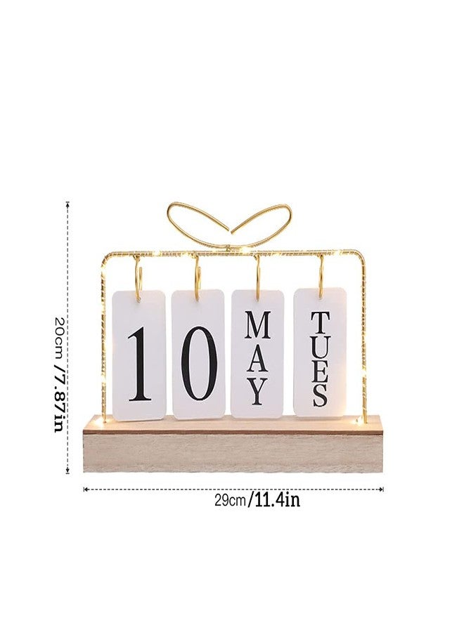 AUSTUFF Flip Wooden Perpetual Calendar Gold Metal Stand with Paper Monthly Daily Calendar with Light For Daily Office Home Decor Reusable Office Accessory - Image 5